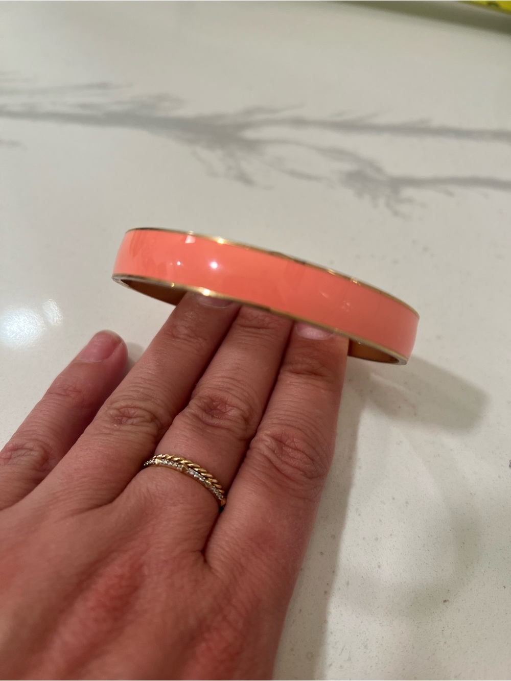 J Crew - Coral Enamel Gold-Tone Bangle Bracelet